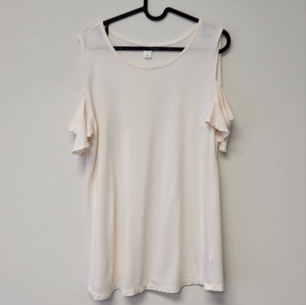 Old Navy Cold Shoulder Swing Ruffle Top Cream L